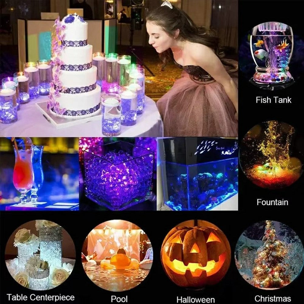 2Pcs RGB LED Underwater Light 16 Colors Fish Tank Decorative Light IP68 Waterproof Submersible Pool Lamp with Remote