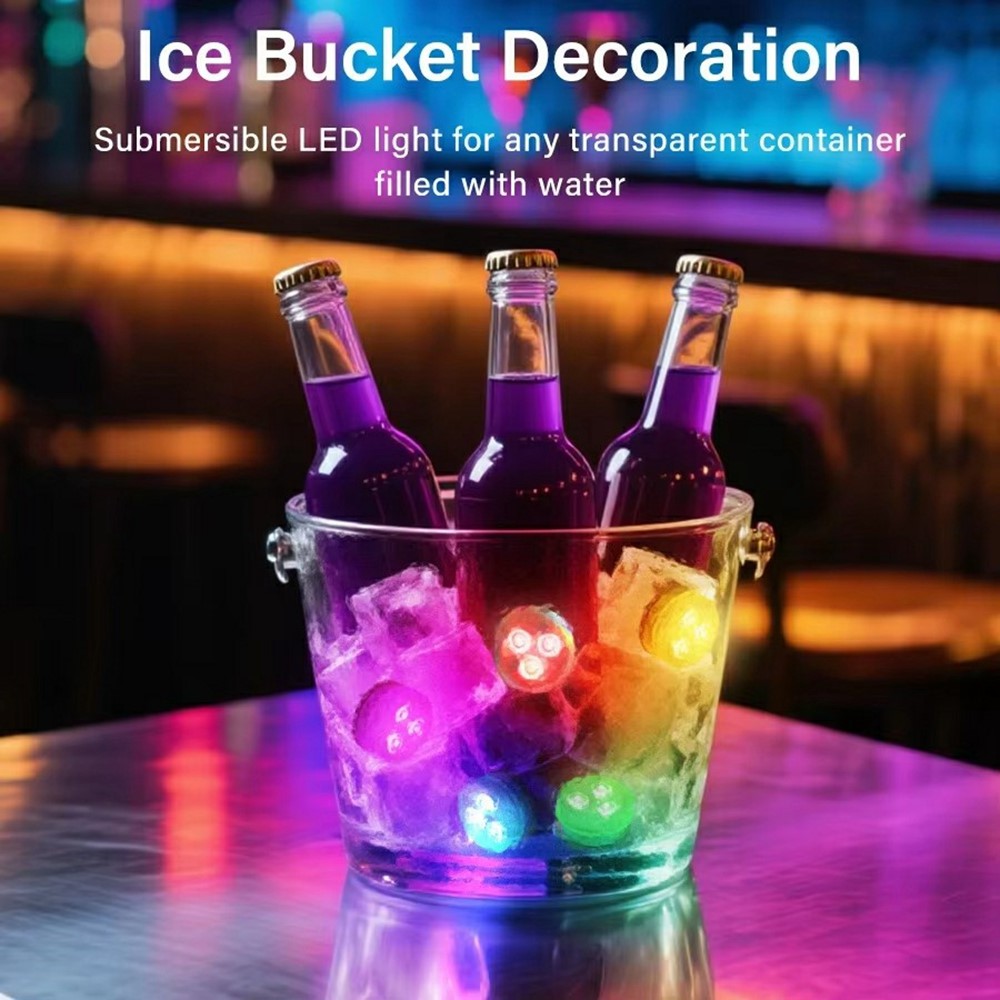 10Pcs RGB LED Underwater Light 16 Colors Fish Tank Decorative Light IP68 Waterproof Submersible Pool Lamp with Remote