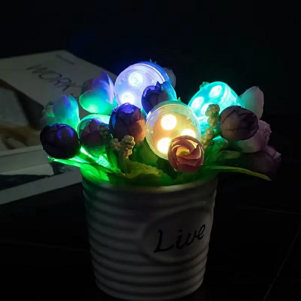 10Pcs RGB LED Underwater Light 16 Colors Fish Tank Decorative Light IP68 Waterproof Submersible Pool Lamp with Remote
