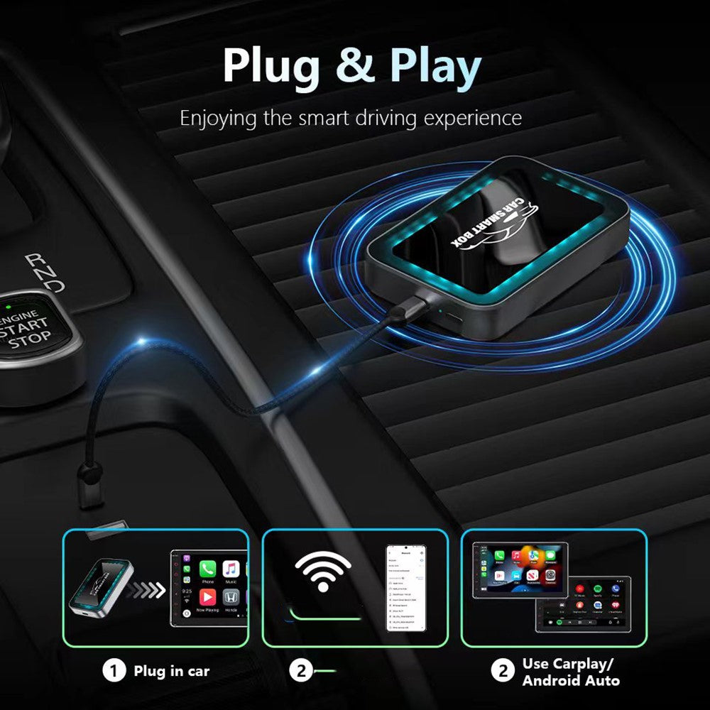 2-in-1 KI Box: Kabelloser CarPlay & Android Auto Adapter mit Navigation & Musik