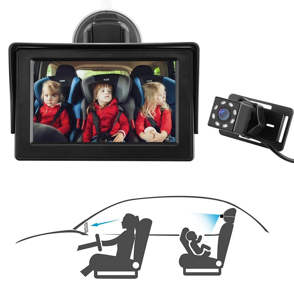 4.3 Inch HD 1080P Car Baby Monitor 360 Degree Rotation Wide Angle Night Vision Camera