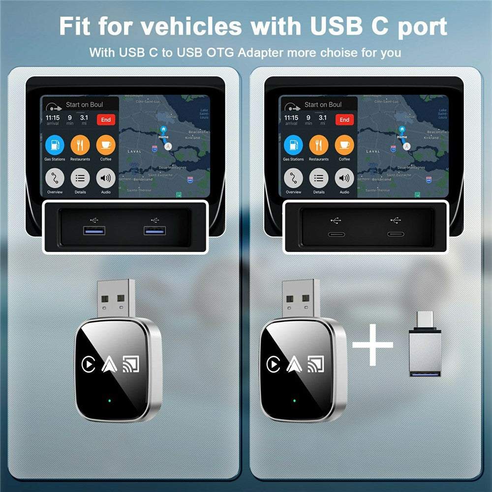 TYS-4222M: 3-in-1 Wireless CarPlay Adapter für Apple CarPlay & Android Auto