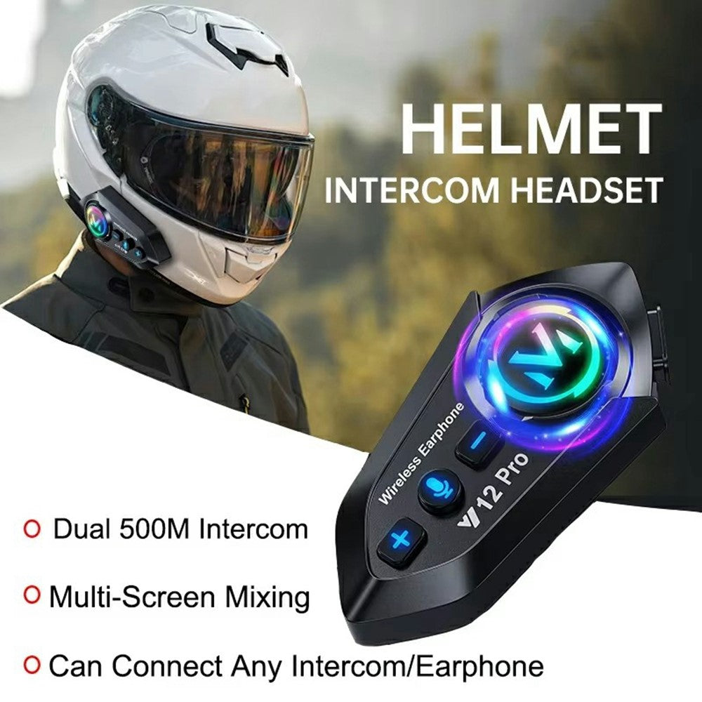 Y12 Pro Motorrad-Helm-Intercom-Headset: Kabellose Freisprecheinrichtung mit hartem Mikrofon für Fahrten