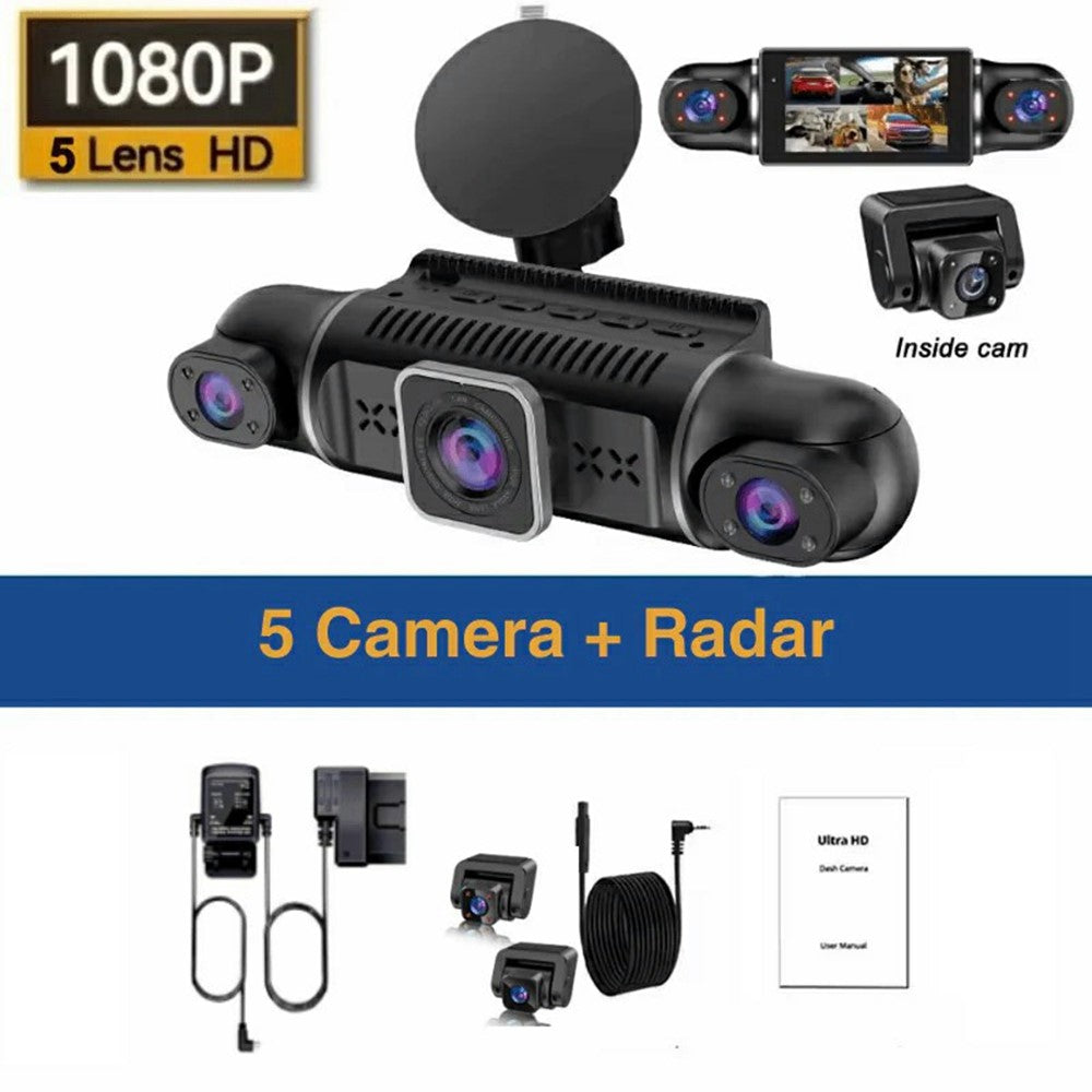 2K + 4x1080p Dashcam mit 5 Kameras, 3" Display, 24h Parküberwachung & Nachtsicht