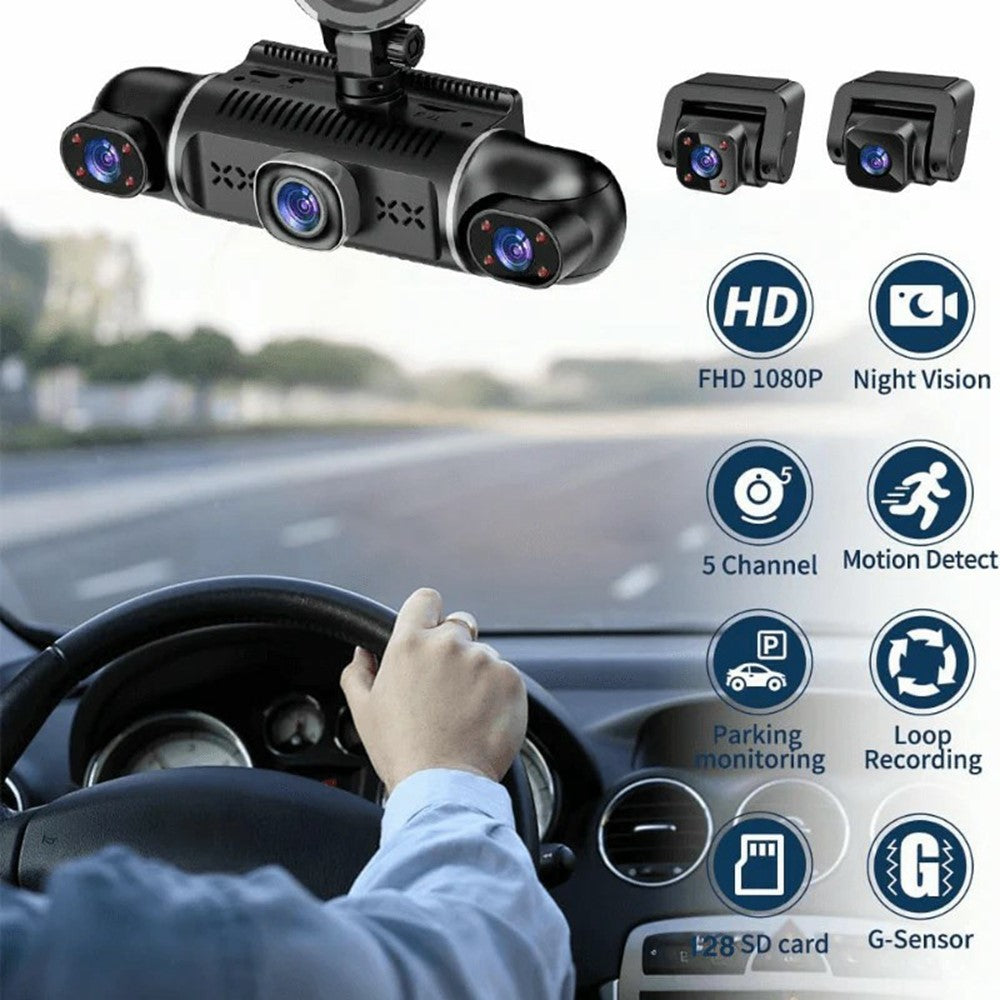 2K + 4x1080p Dashcam mit 5 Kameras, 3" Display, 24h Parküberwachung & Nachtsicht