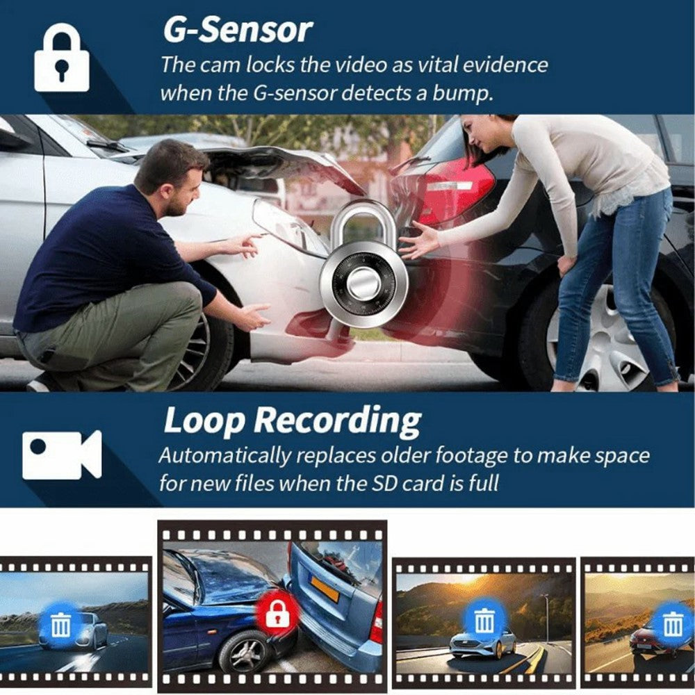 2K + 4x1080p Dashcam mit 5 Kameras, 3" Display, 24h Parküberwachung & Nachtsicht