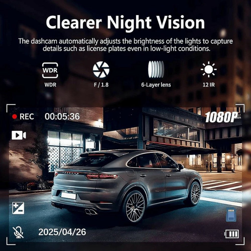 2K + 4x1080p Dashcam mit 5 Kameras, 3" Display, 24h Parküberwachung & Nachtsicht