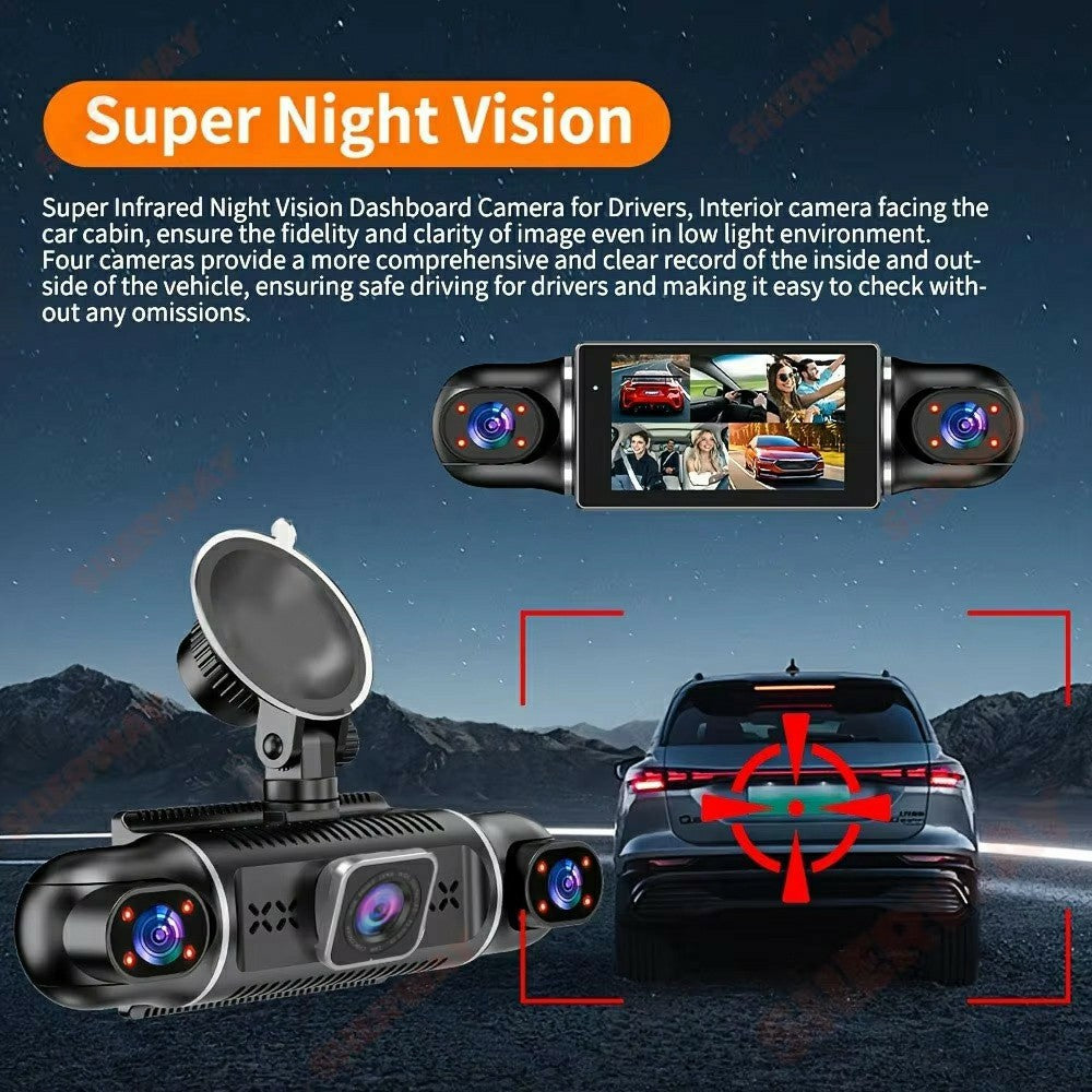 2K + 4x1080p Dashcam mit 5 Kameras, 3" Display, 24h Parküberwachung & Nachtsicht