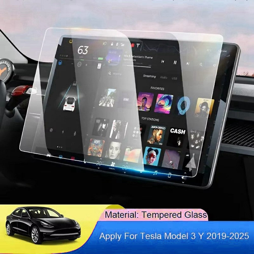 Displayschutzfolie aus Panzerglas für Tesla Model 3/Y (2019-2025) 15 Zoll Navigationsbildschirm