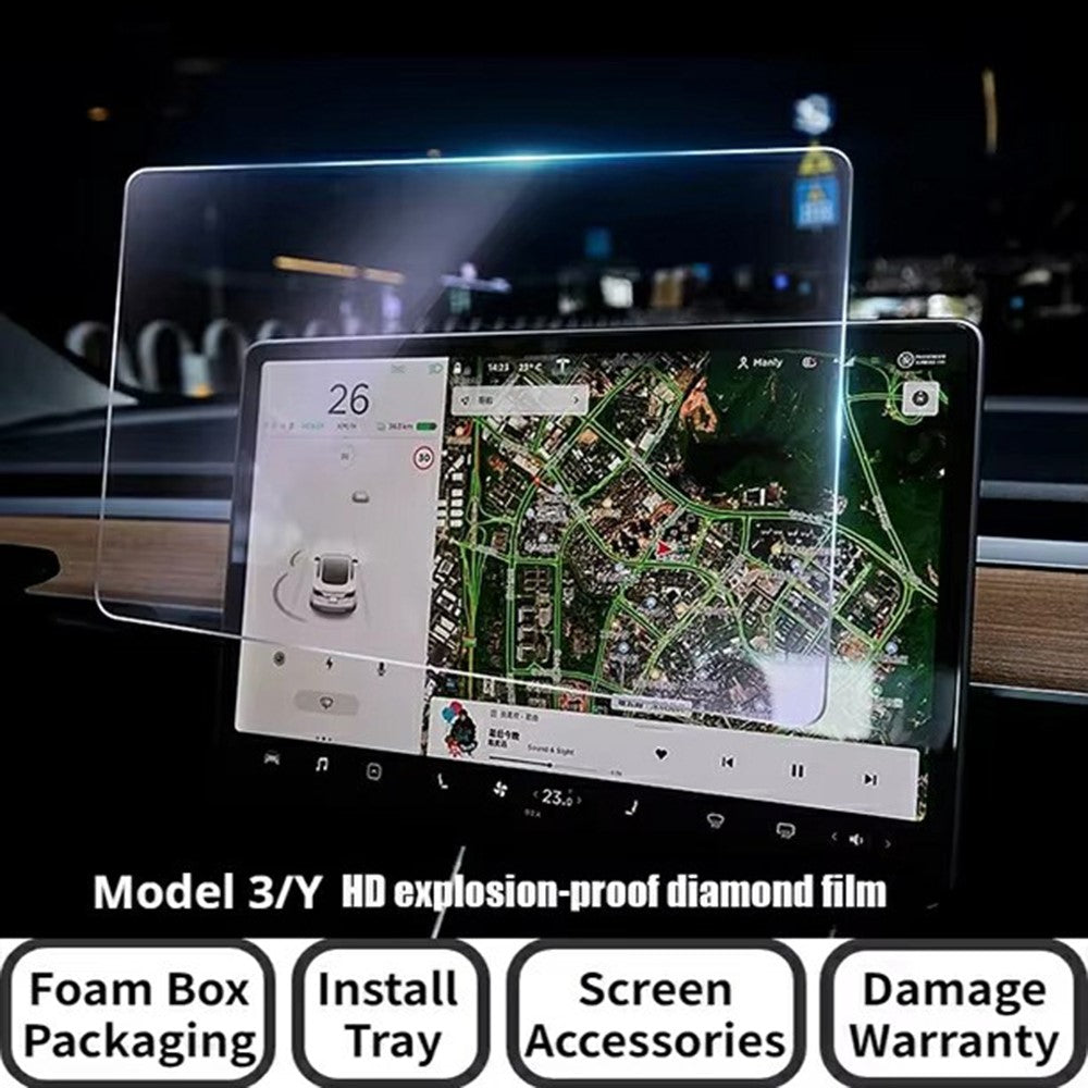 Displayschutzfolie aus Panzerglas für Tesla Model 3/Y (2019-2025) 15 Zoll Navigationsbildschirm