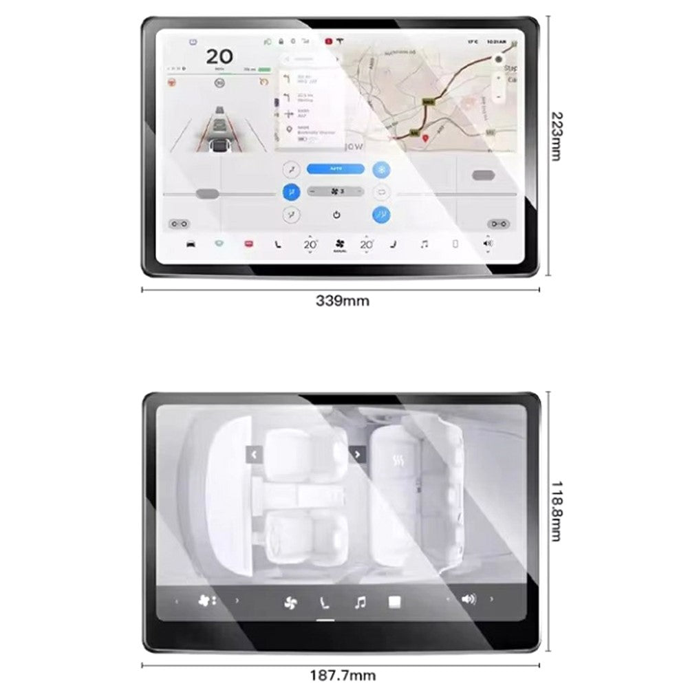 Displayschutzfolie für Tesla Model 3/Y (2023-2025) – 15,4" Front & 8" Heck – Entspiegeltes Echtglas (2er-Set)