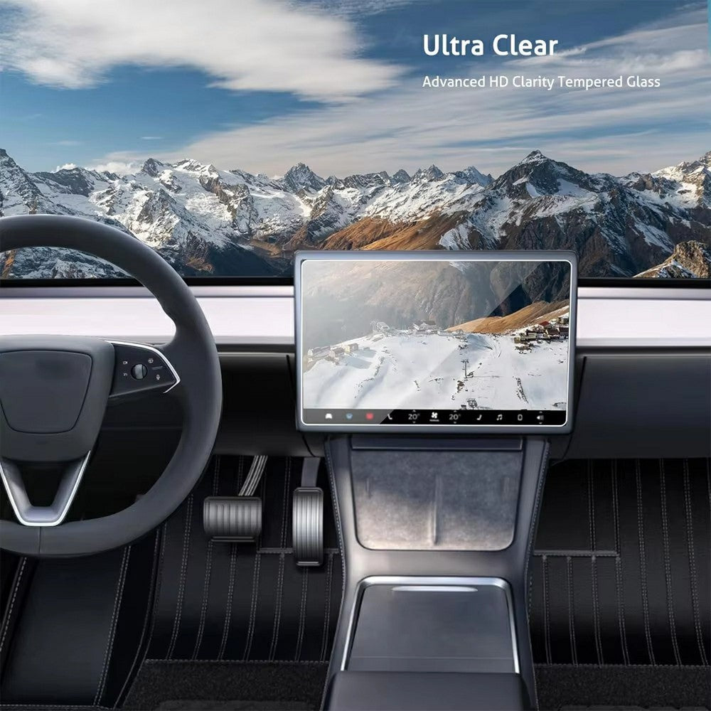 Displayschutzfolie für Tesla Model 3/Y (2023-2025) – 15,4" Front & 8" Heck – Entspiegeltes Echtglas (2er-Set)