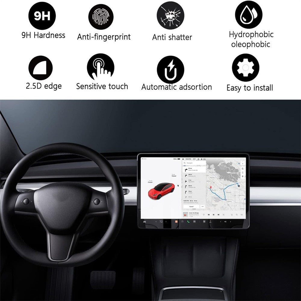 2er-Set Displayschutzfolie für Tesla Model Y L (2025-2026) – 16 Zoll, entspiegelt, gehärtetes Glas