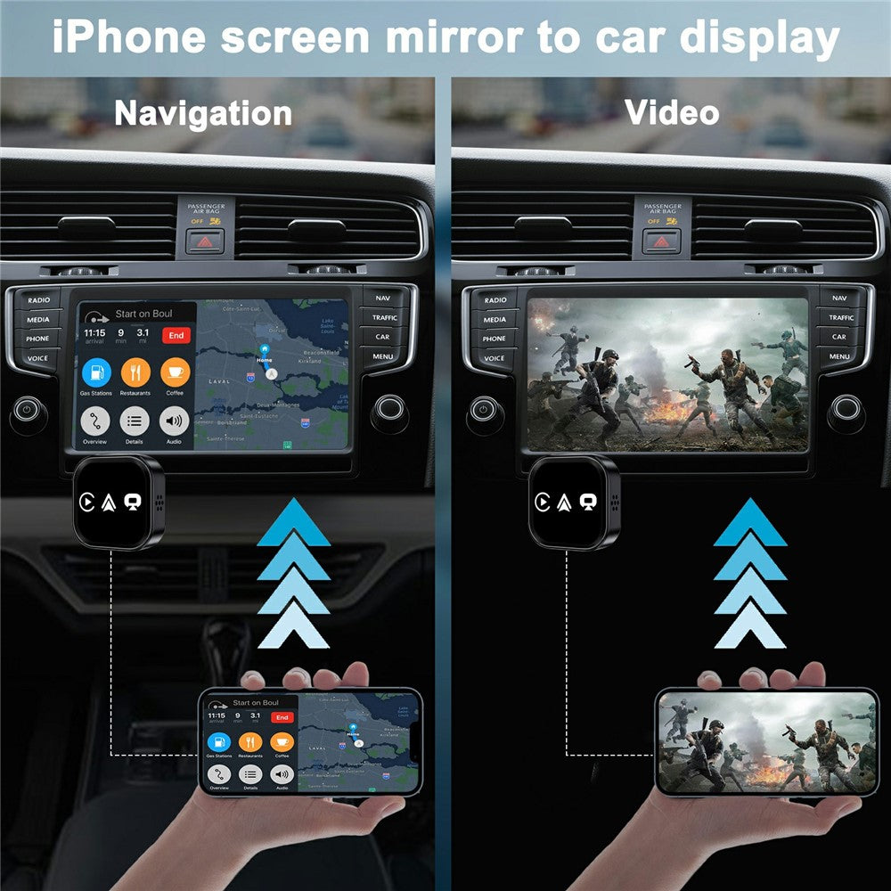 TYS-4222S Wireless CarPlay Android Auto Adapter - Plug & Play AirPlay Screen Mirroring USB Dongle