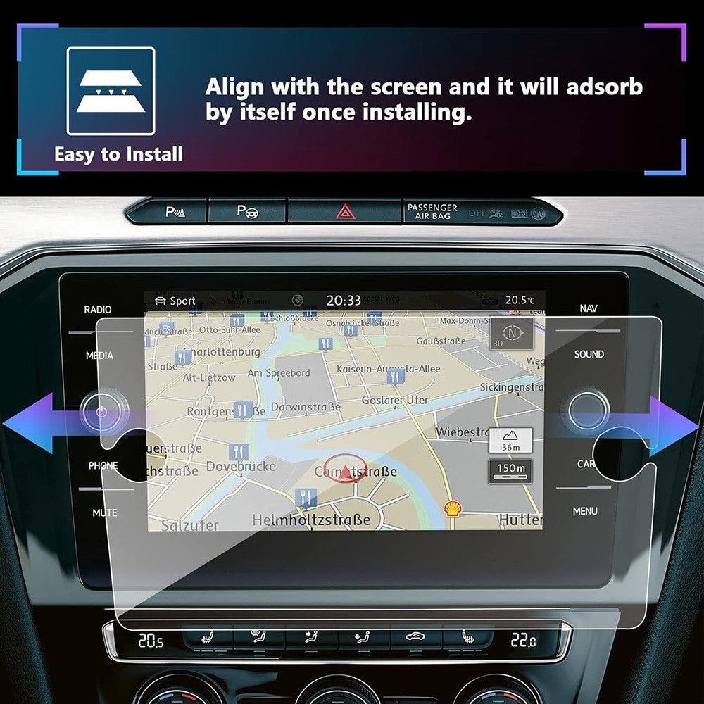 Displayschutzfolie für T-ROC 2018 8 Zoll Navigationsbildschirm – 9H Härte, bruchsicher, Glas
