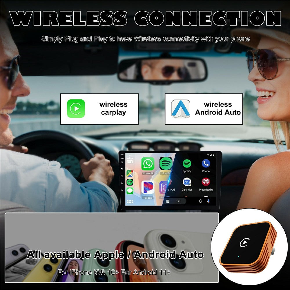 CP030-3: 2-in-1 Wireless CarPlay & Android Auto AI Box für iPhone & Android