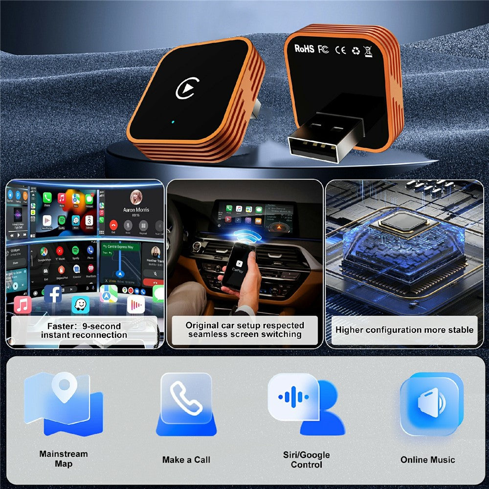 CP030-3: 2-in-1 Wireless CarPlay & Android Auto AI Box für iPhone & Android
