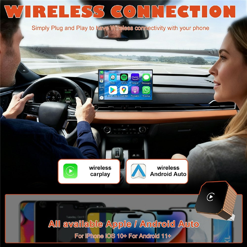 CP031-3 2-in-1 Wireless CarPlay/Android Auto Adapter: Plug & Play AI Box