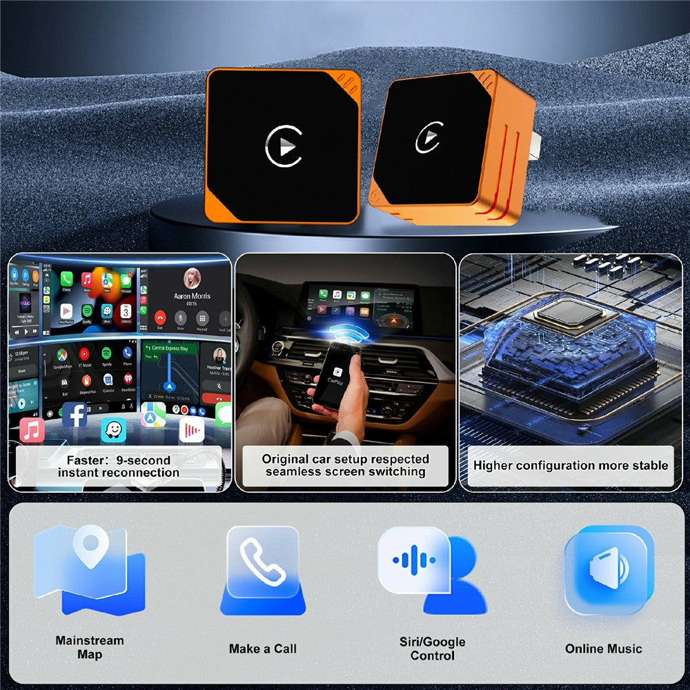 CP031-2 2-in-1 Wireless Adapter: CarPlay & Android Auto (Plug & Play)