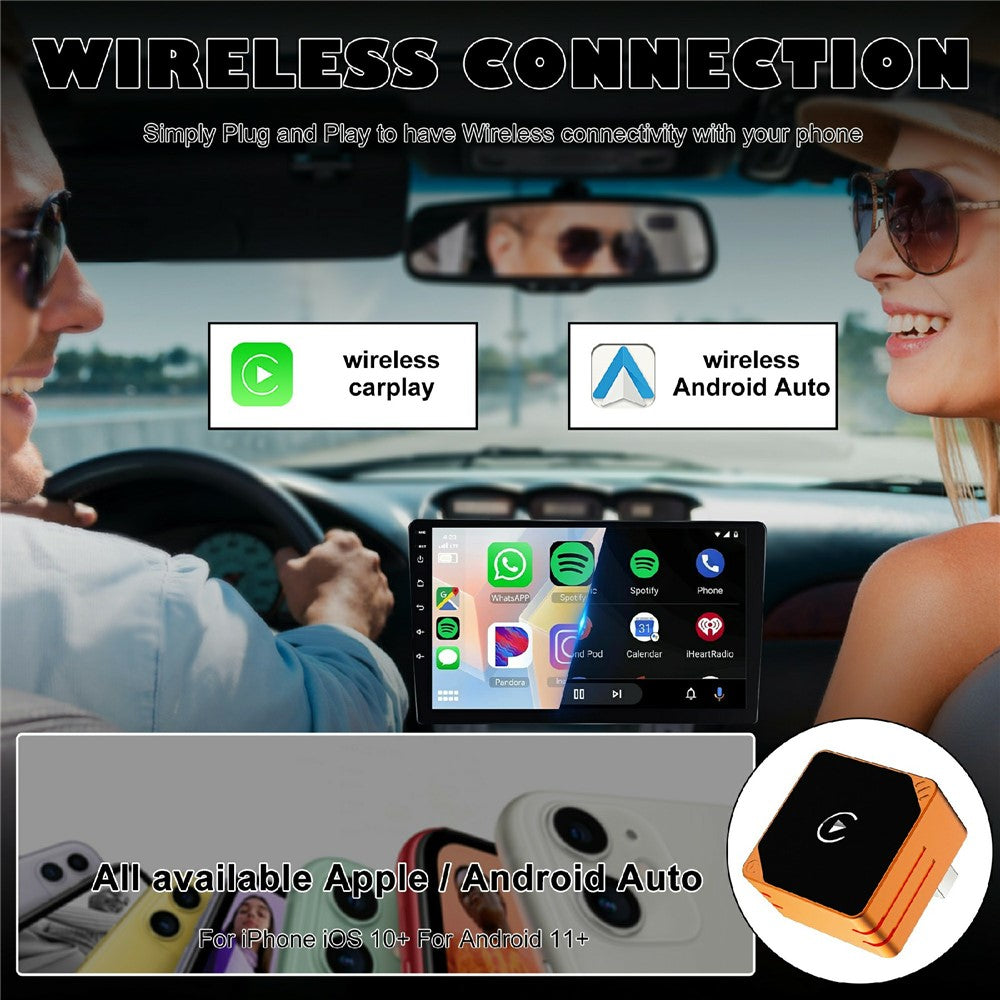CP031-2 2-in-1 Wireless Adapter: CarPlay & Android Auto (Plug & Play)
