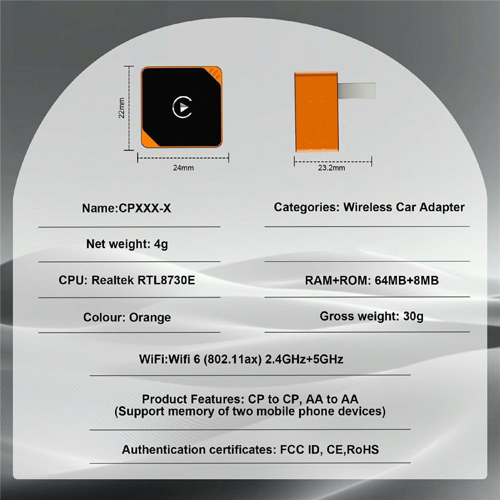 CP031-2 2-in-1 Wireless Adapter: CarPlay & Android Auto (Plug & Play)