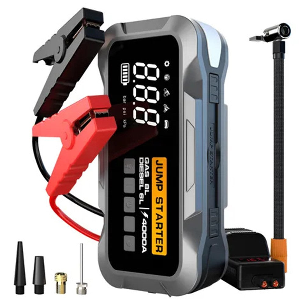 CY97 8000mAh Car Jump Starter with Air Compressor 150PSI Tire Inflator with LED Emergency Light
