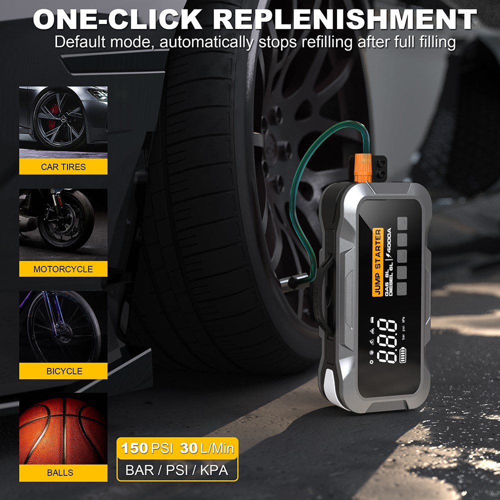 CY97 12000mAh Starthilfe mit Kompressor (150PSI) & LED-Notlicht