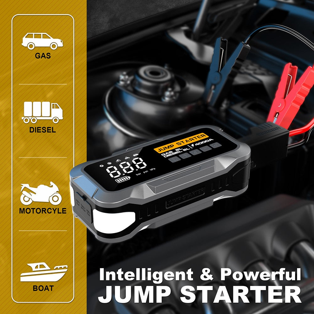 CY97 12000mAh Starthilfe mit Kompressor (150PSI) & LED-Notlicht