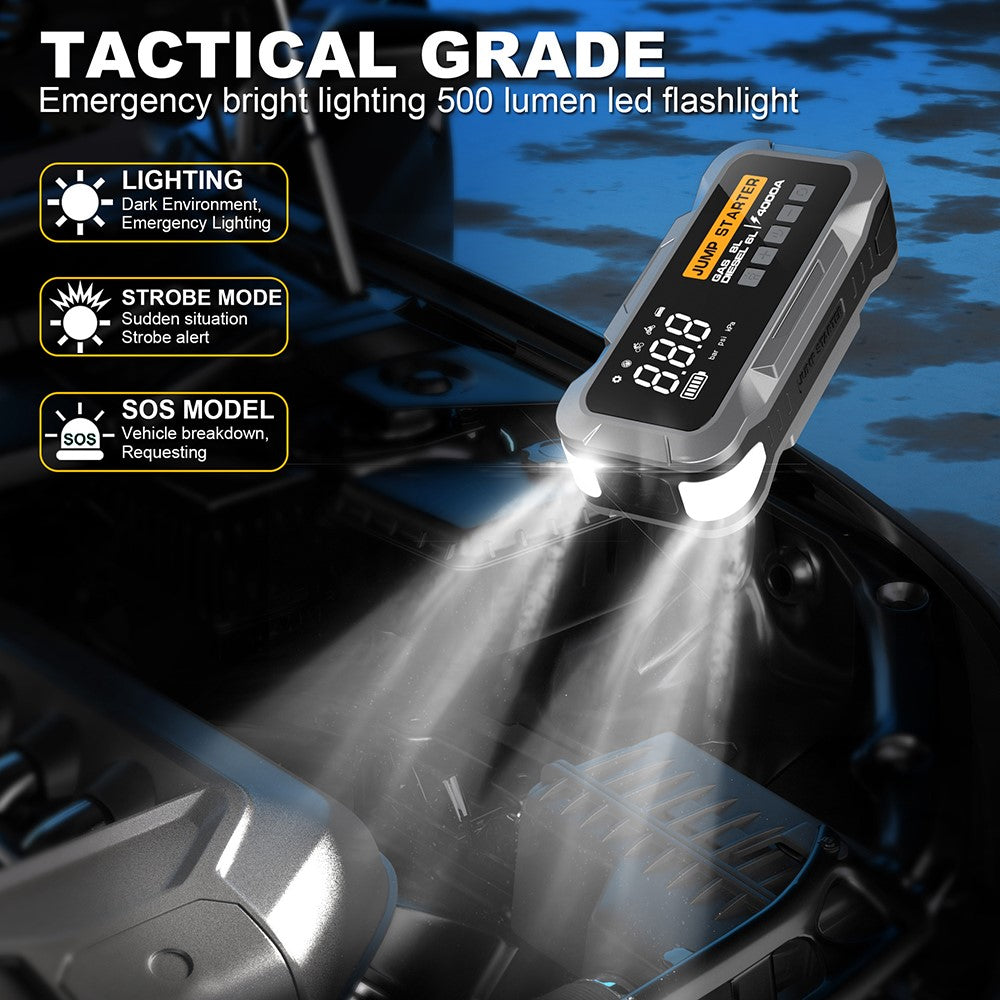 CY97 12000mAh Starthilfe mit Kompressor (150PSI) & LED-Notlicht