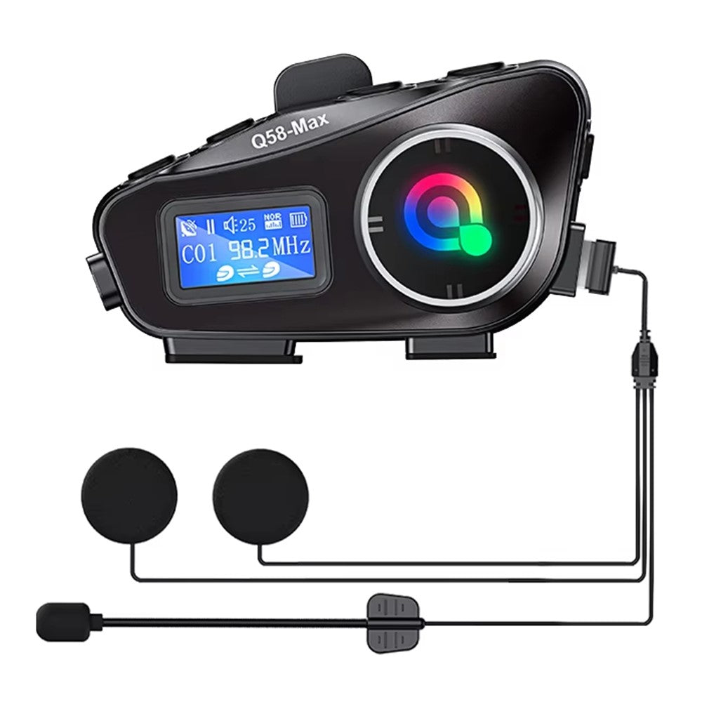 Q58Max Motorrad-Helm Intercom Headset: 500m Reichweite, FM Radio, LED
