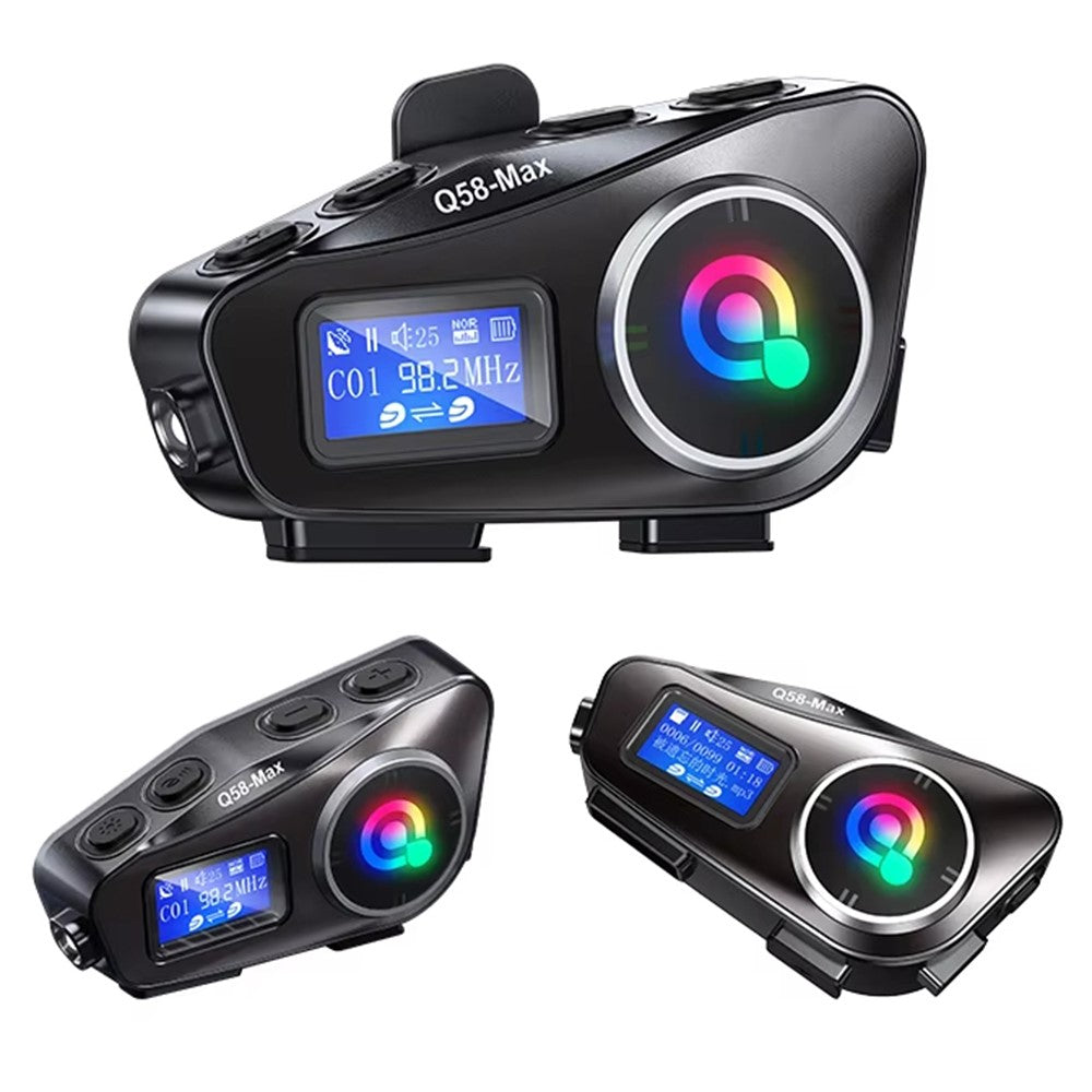 Q58Max Motorrad-Helm Intercom Headset: 500m Reichweite, FM Radio, LED