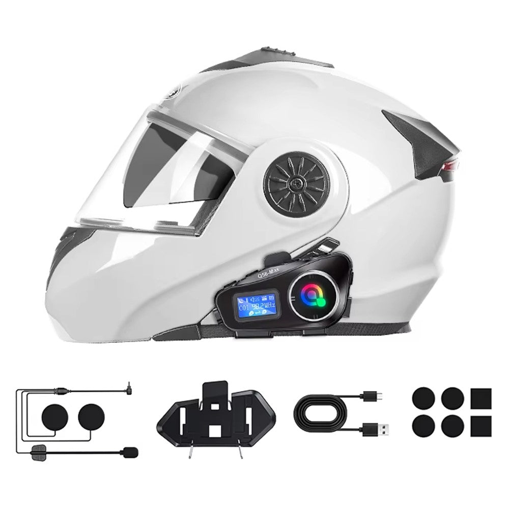 Q58Max Motorrad-Helm Intercom Headset: 500m Reichweite, FM Radio, LED
