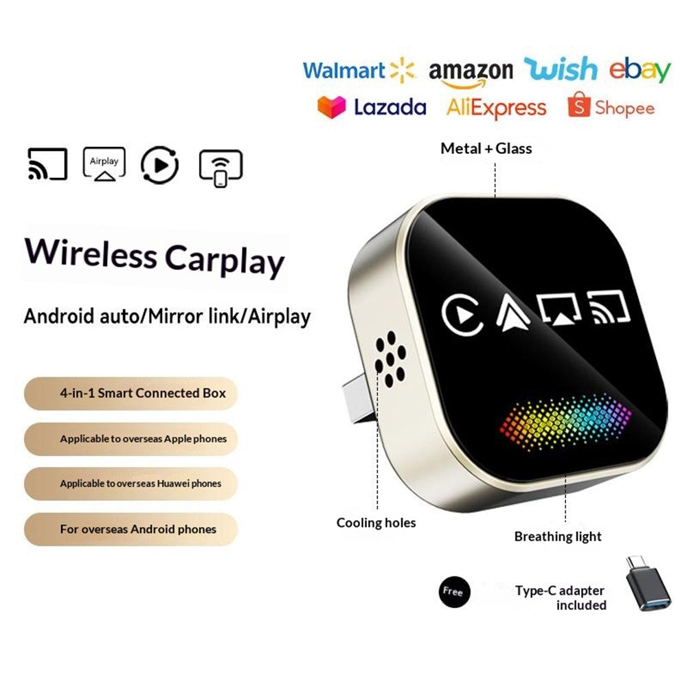 Q1A 4-in-1 Wireless CarPlay & Android Auto Adapter mit AirPlay & Mirror Link
