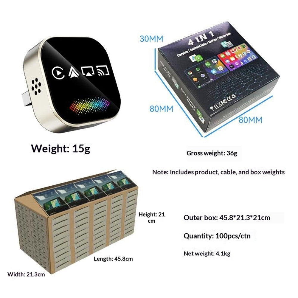 Q1A 4-in-1 Wireless CarPlay & Android Auto Adapter mit AirPlay & Mirror Link
