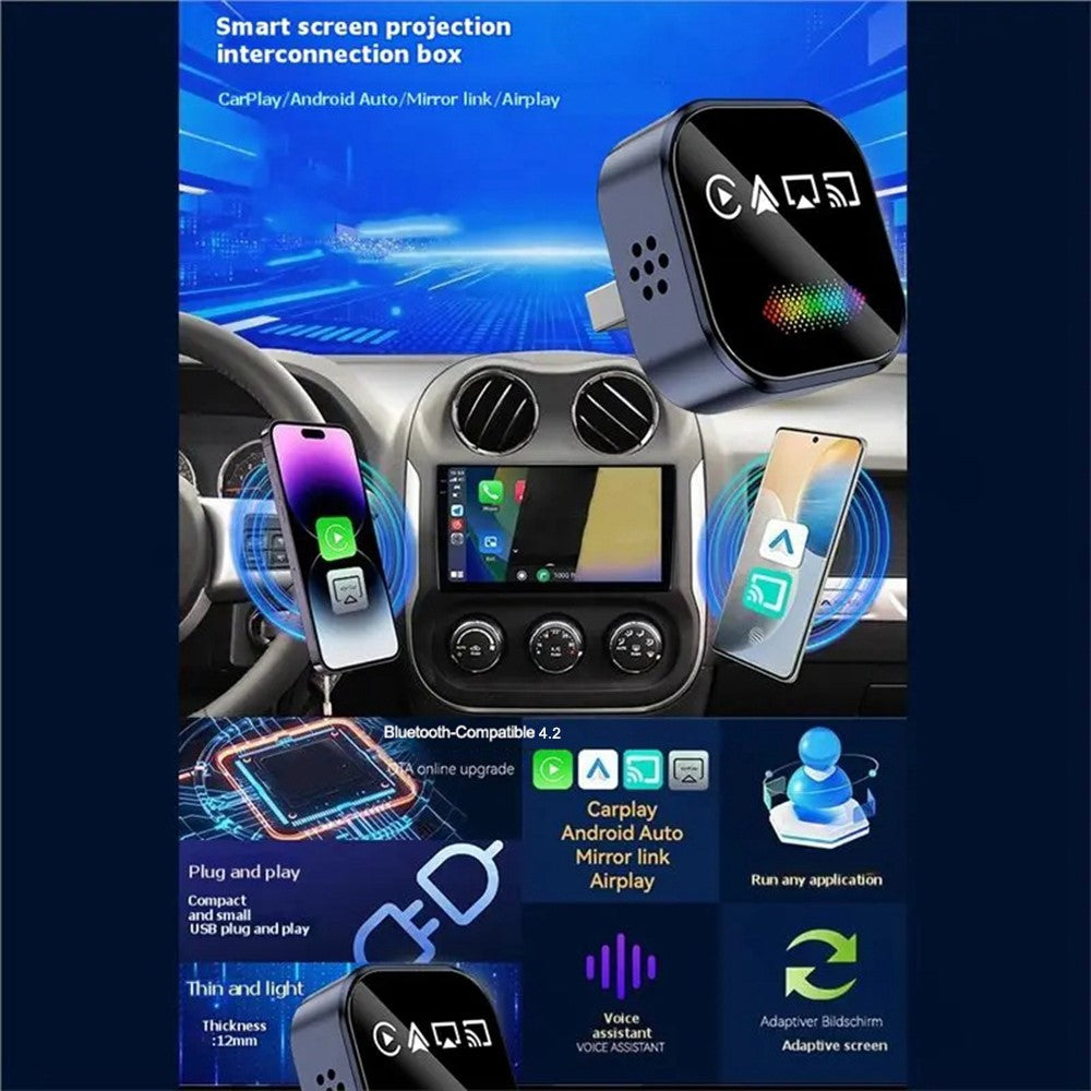 Q1A 4-in-1 Wireless CarPlay & Android Auto Adapter mit AirPlay & Mirror Link