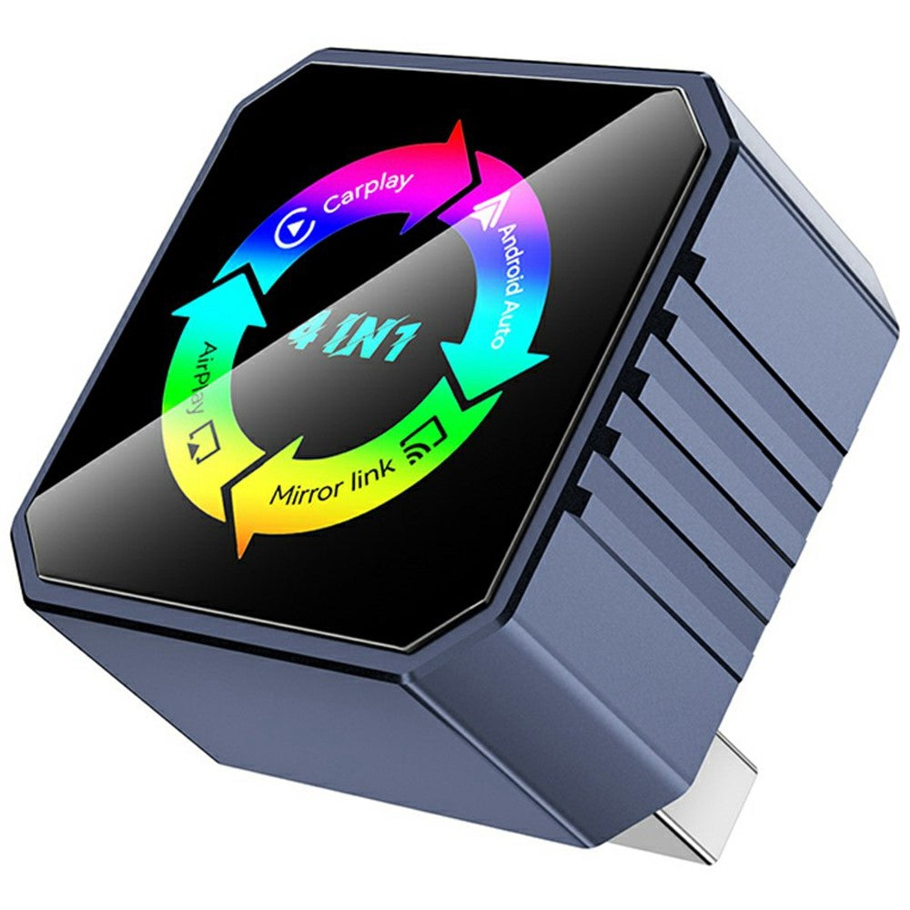 Q1BVS 4in1: Kabelgebunden zu Kabellos CarPlay/Android Auto, AirPlay & Mirror Link Dongle