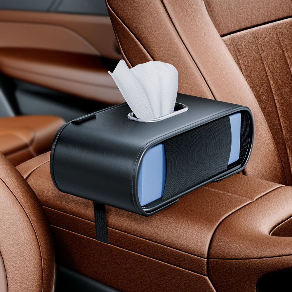 KABULUN Leder Auto Tissue Box Halter mit elastischem Clip - für Armlehne, Sitz, Armaturenbrett