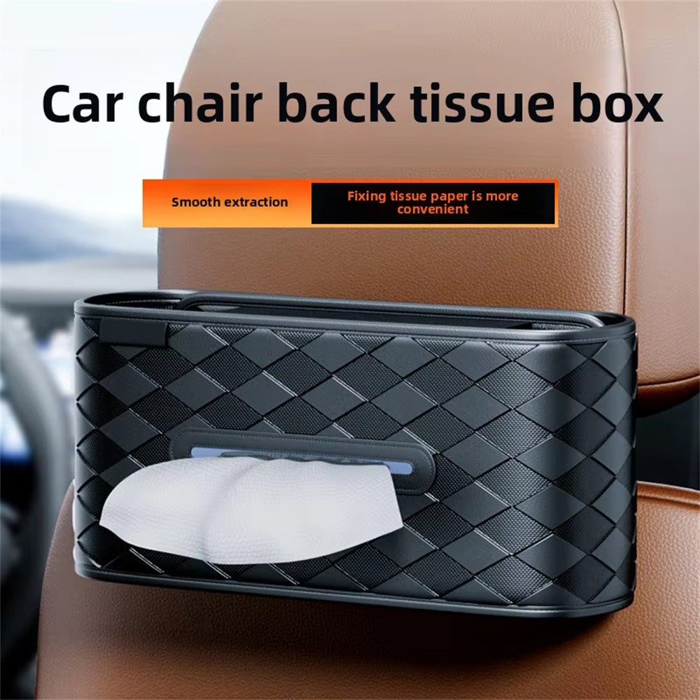 Auto Taschentuchbox Halter Leder Fahrzeug Rücksitz Organizer mit Metallöffnung