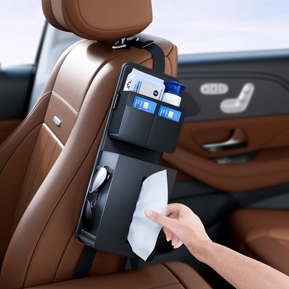 Car Seat Side Tissue Box Holder Hanging Organizer Multi-Functional Storage Bag for Universal Vehicle Interior