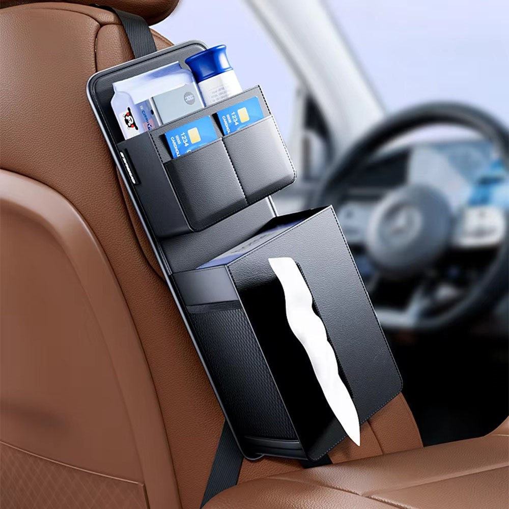 Car Seat Side Tissue Box Holder Hanging Organizer Multi-Functional Storage Bag for Universal Vehicle Interior