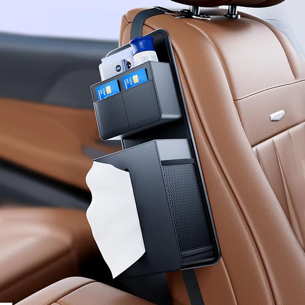 Car Seat Side Tissue Box Holder Hanging Organizer Multi-Functional Storage Bag for Universal Vehicle Interior