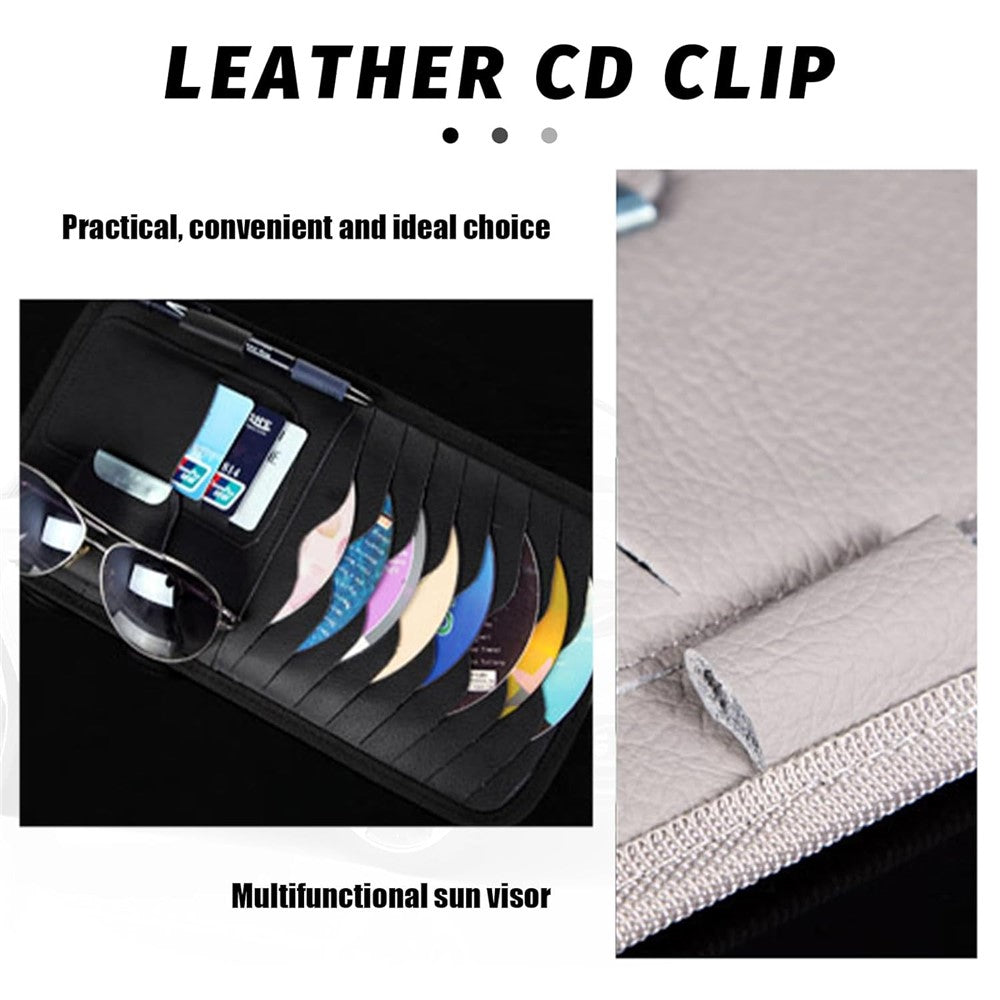 Multifunktionaler Auto-Sonnenblenden-Organizer aus PU-Leder – Karten, CDs, Brille & Stift