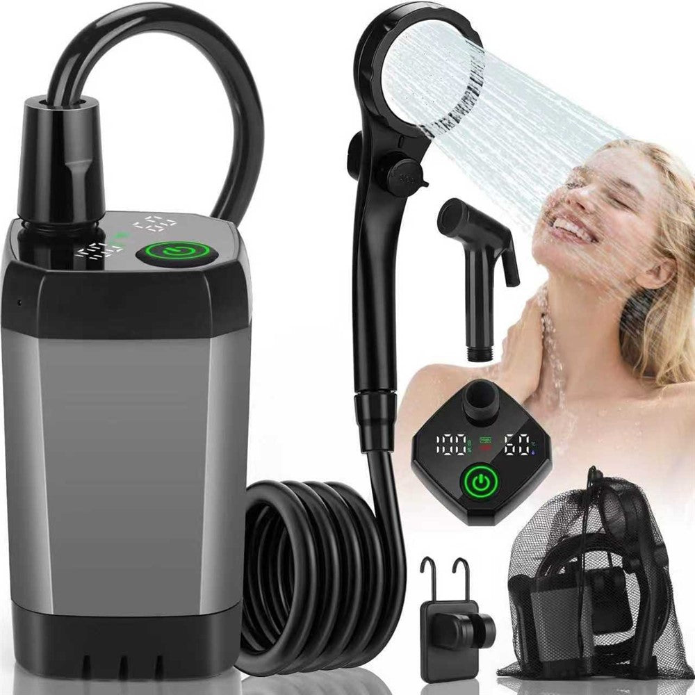 Portable Electric Shower Pump Built-in 6000mAh Battery IPX7 Waterproof 4 Modes Camping Bathing Set