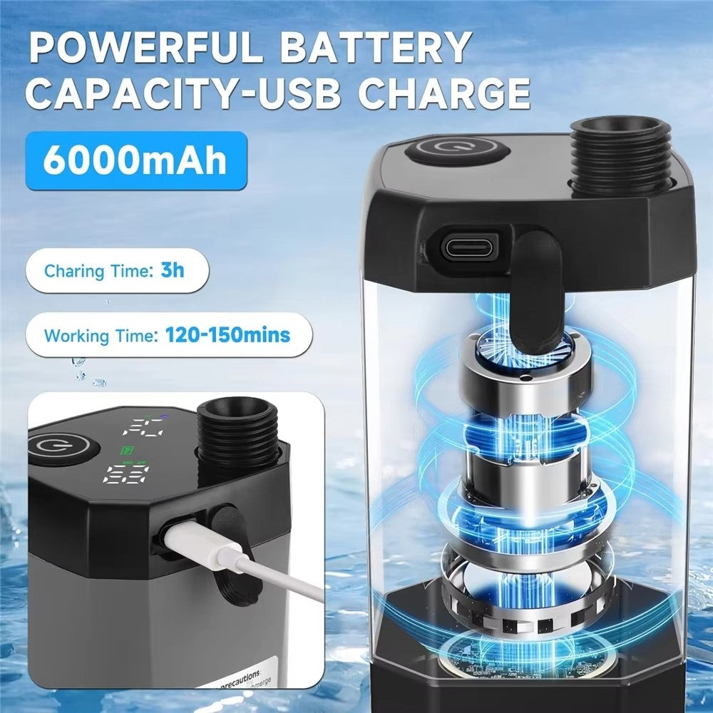 Portable Electric Shower Pump Built-in 6000mAh Battery IPX7 Waterproof 4 Modes Camping Bathing Set