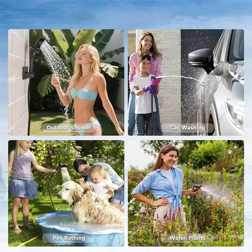 Portable Electric Shower Pump Built-in 6000mAh Battery IPX7 Waterproof 4 Modes Camping Bathing Set