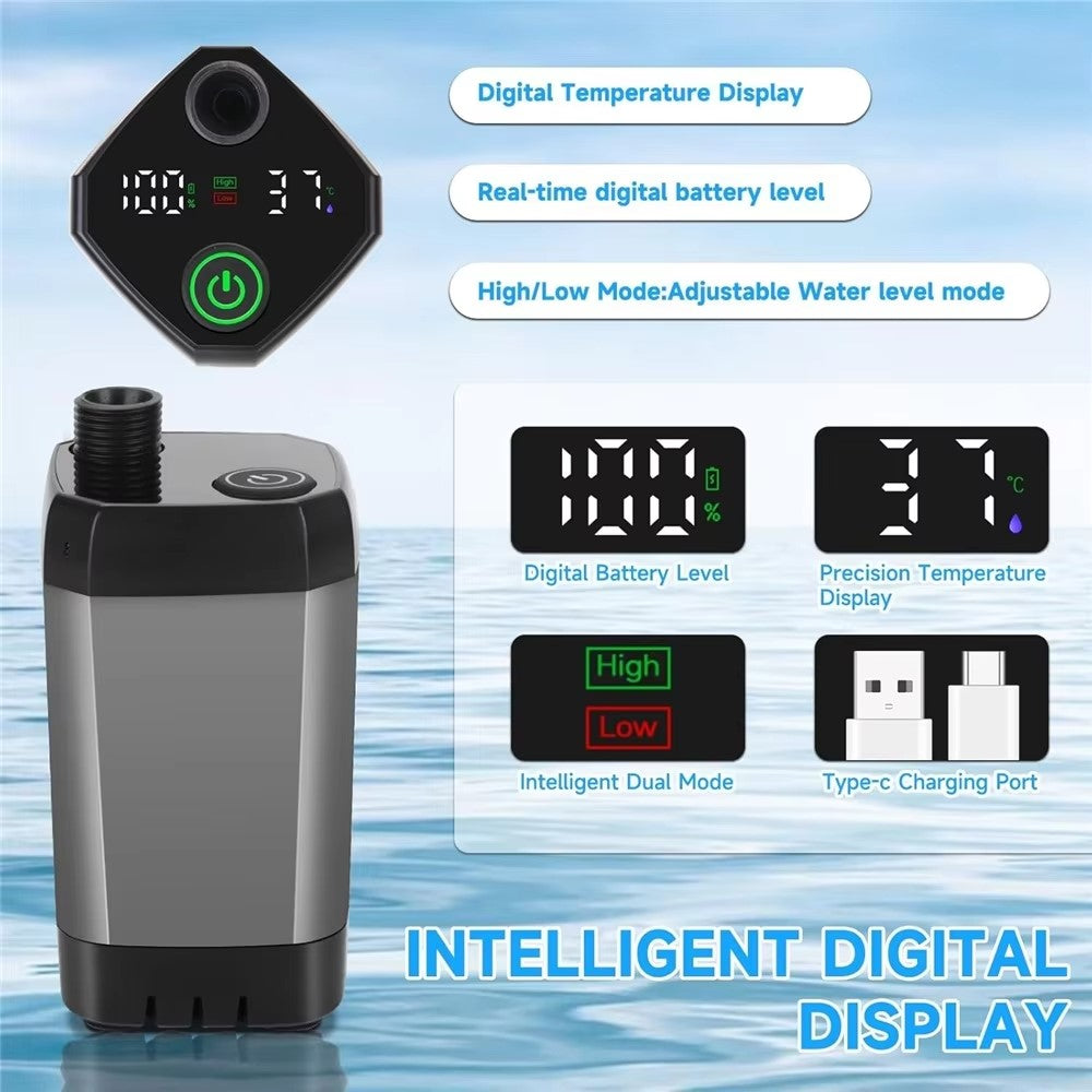 Portable Electric Shower Pump Built-in 6000mAh Battery IPX7 Waterproof 4 Modes Camping Bathing Set