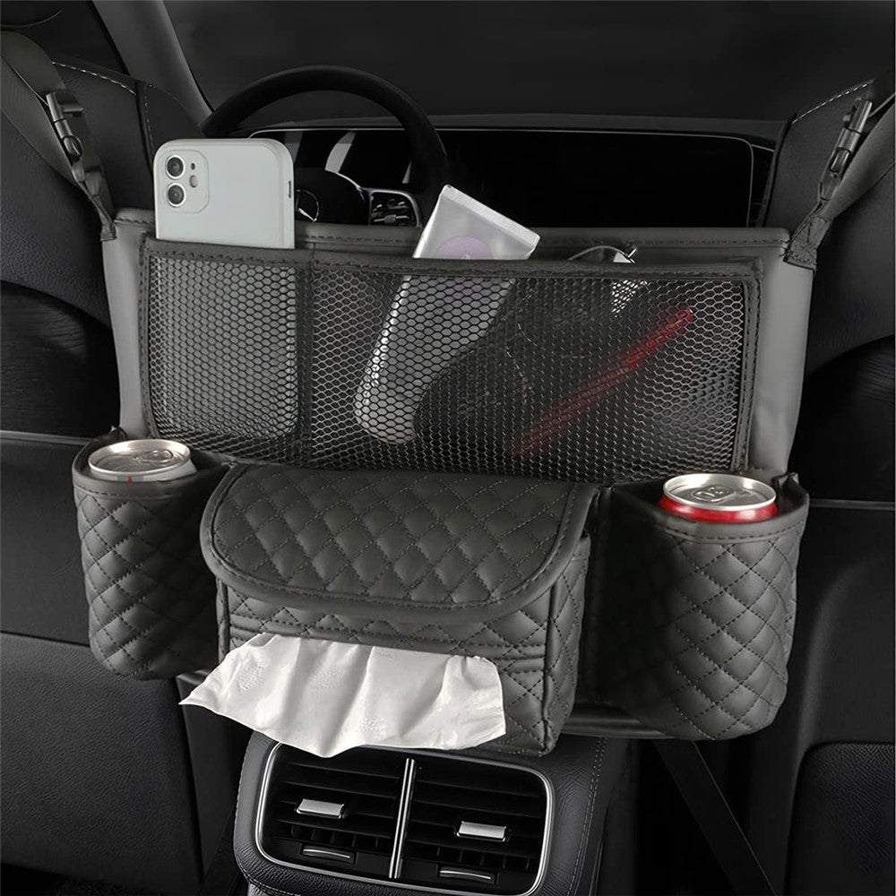 Auto Organizer für Rücksitz PU-Leder mit Getränkehaltern