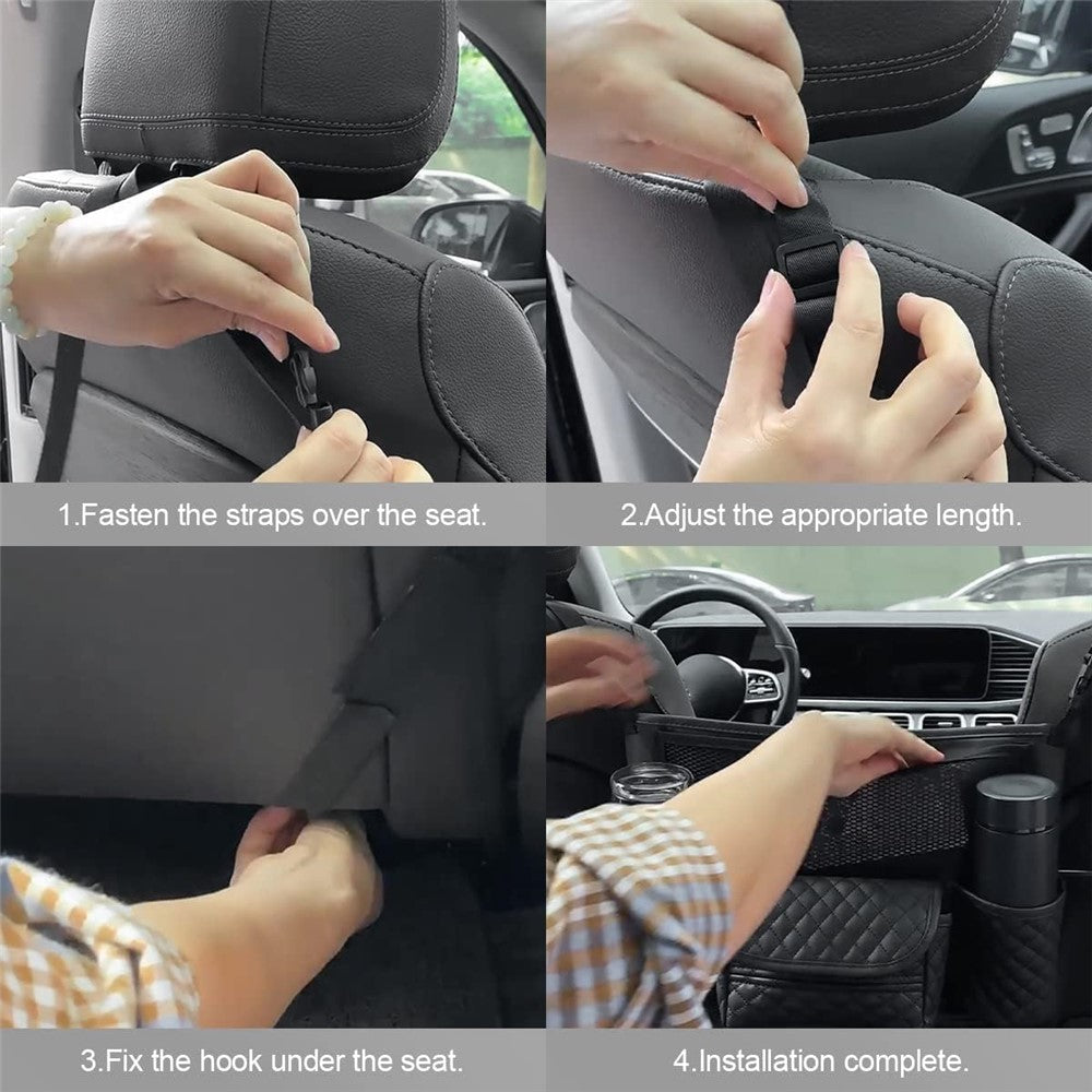 Auto Organizer für Rücksitz PU-Leder mit Getränkehaltern