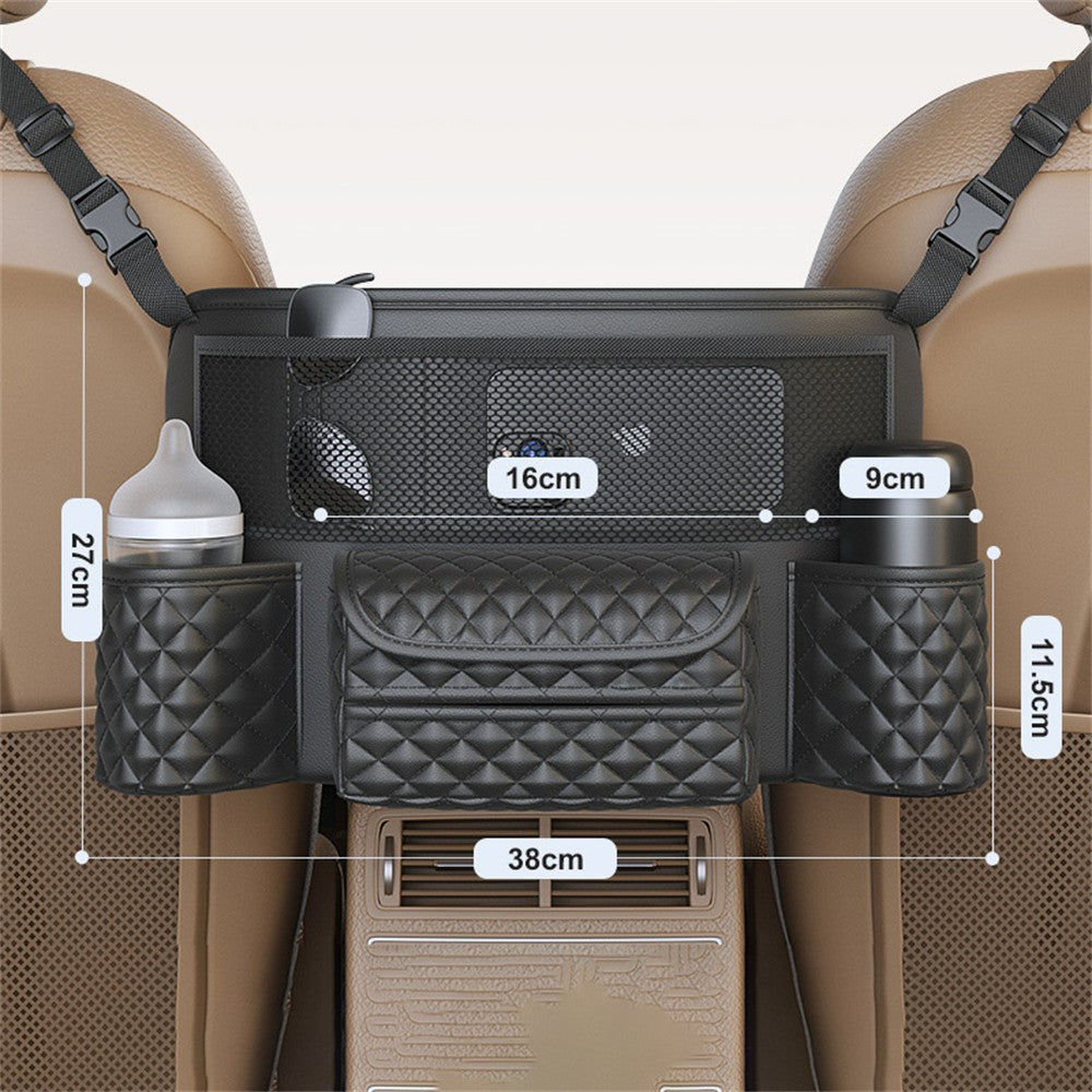 Auto Organizer für Rücksitz PU-Leder mit Getränkehaltern