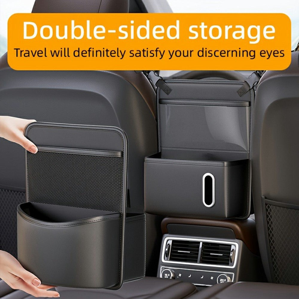 Transparentes Touchscreen-Fenster Auto Rücksitz Organizer Tasche PU Leder Multi-Pocket Hänge-Aufbewahrung mit Taschentuchfach